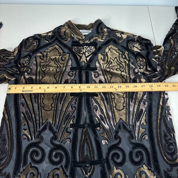 Chicos Design Velvet Burnout Topper Asian Inspired - Picture 8 of 14